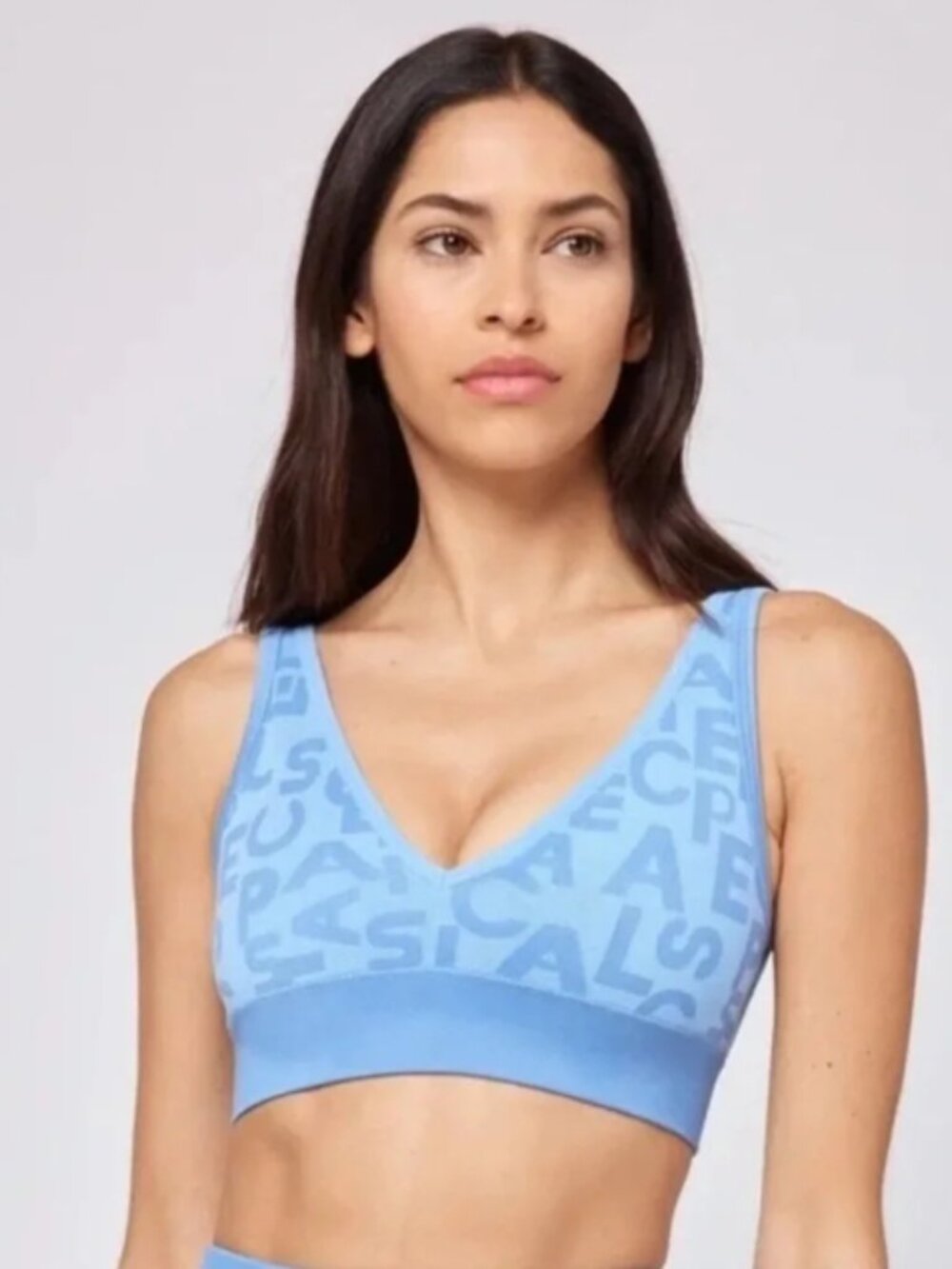 NWT L*SPACE Blue Logo Print Sports Bra
